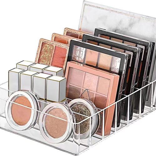 Makeup Organizer For Eyeshadow Palette And Lipstick Organizer, 7 Section Divided Makeup Palette Organizer For Vanity Drawer Countertop Modern Cosmetics Storage